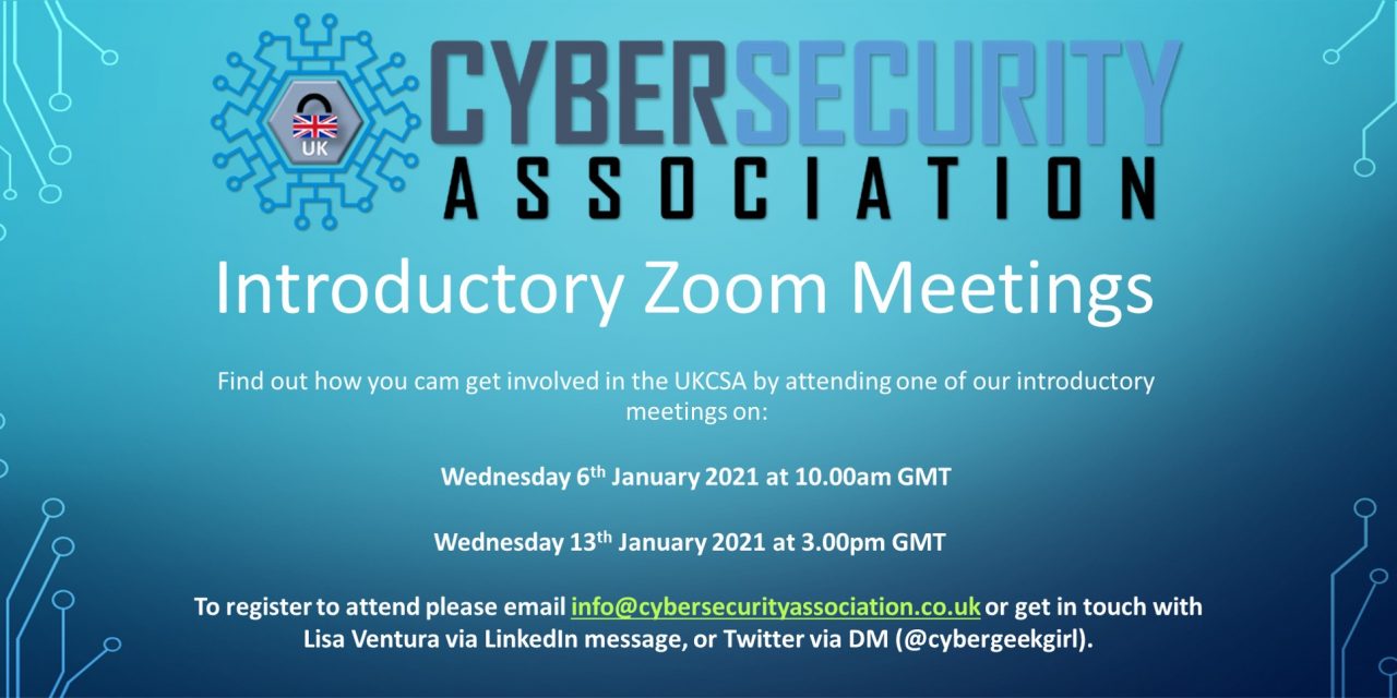 Introductory Meetings on Zoom for the UK Cyber Security Association